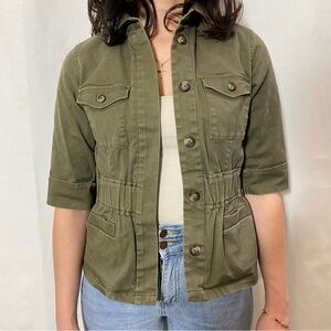 Carine Roitfeld x Uniqlo Olive Green Military Jacket Women’s Size M Utility Coat